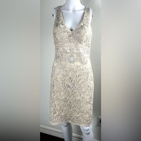 Sue Wong Antique Campaign Beaded Cocktail Dress - Picture 2 of 9